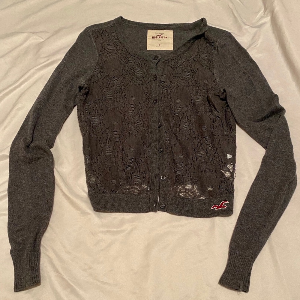 Hollister lace button down sweater